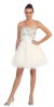 Strapless Rhinestones Bust Short Tulle Party Dress in White